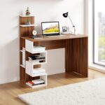 FURNEASER Edward Engineered Wood Study Table, Computer, Laptop, WFH Office Desk, Gaming Table with Storage, Large (Exotic Teak & White) - Image 2