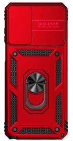 FirstChoice Robot Shutter Case Hard Ring Case, Silicone TPU Shockproof Tough Armour Hard Phone Cover for Mi 11X 5G / Mi 11X Pro - Red - Image 2
