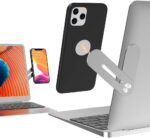 GALV Laptop Phone Holder, Laptop or Desktop Monitor Side Mount Phone Holder, Slim Portable Foldable Smartphone Stand, Computer Monitor Expansion Bracket, Compatible with Any Phone (1 PCS)(Silver) - Image 2
