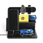 GKD Wooden Desk Organizer 6 in 1 with Mobile Stand | Table Organizer for Office & Home | Desktop Storage Organizer | Gift for Husband, Brother & Him | Birthday & New Year Gift (Black) - Image 2