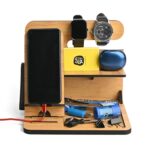 GKD Wooden Desk Organizer & Docking Station 6 in 1 with Mobile Stand | Table Organizer for Office & Home | Gift for Husband, Brother & valentine gift for boyfriend | Birthday Gift (Bamboo) - Image 2