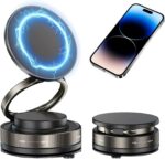 GadgetBite Magnetic Car Mobile Holder for Dashboard Vacuum Suction Phone Holder Mount Hand Free Magnetic Cell Phone Stand with Strong Grip Suction Cup Mount for Car Gym Office Table - Black - Image 2