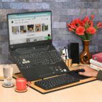 Gift Kya De Wood Gkd Lapdesks Premium All-In-One Table Top For Laptop Stand With Cooling Pad Keyboard And Mouse Pad Mobile Stand Stationary Desk Organizers rakhi gift for brother (All In One - Bamboo) - Image 2