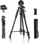 HOLD UP Tripod Camera Reinforced, Lightweight Camera Stand with 360° Rotatable Detachable Head and Universal Phone Mount, Mobile Phone Tripod with Bag, Black - Image 2
