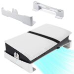 Horizontal Stand for PS5 Slim & PS5 Pro Console, For PS5 Slim/Pro Accessories Base Stand, Mini Design Side Stand Compatible with PS5 Slim and PS5 Pro Disc & Digital Edition, White - Image 2