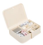 House of Quirk Plastic Cable Organizer Box with Lid and 8 Compartment, Cord Management Storage Case, Electronics Accessories Organizer for Home Office Desk, Drawer, Phone Charger (Cream) - Image 2