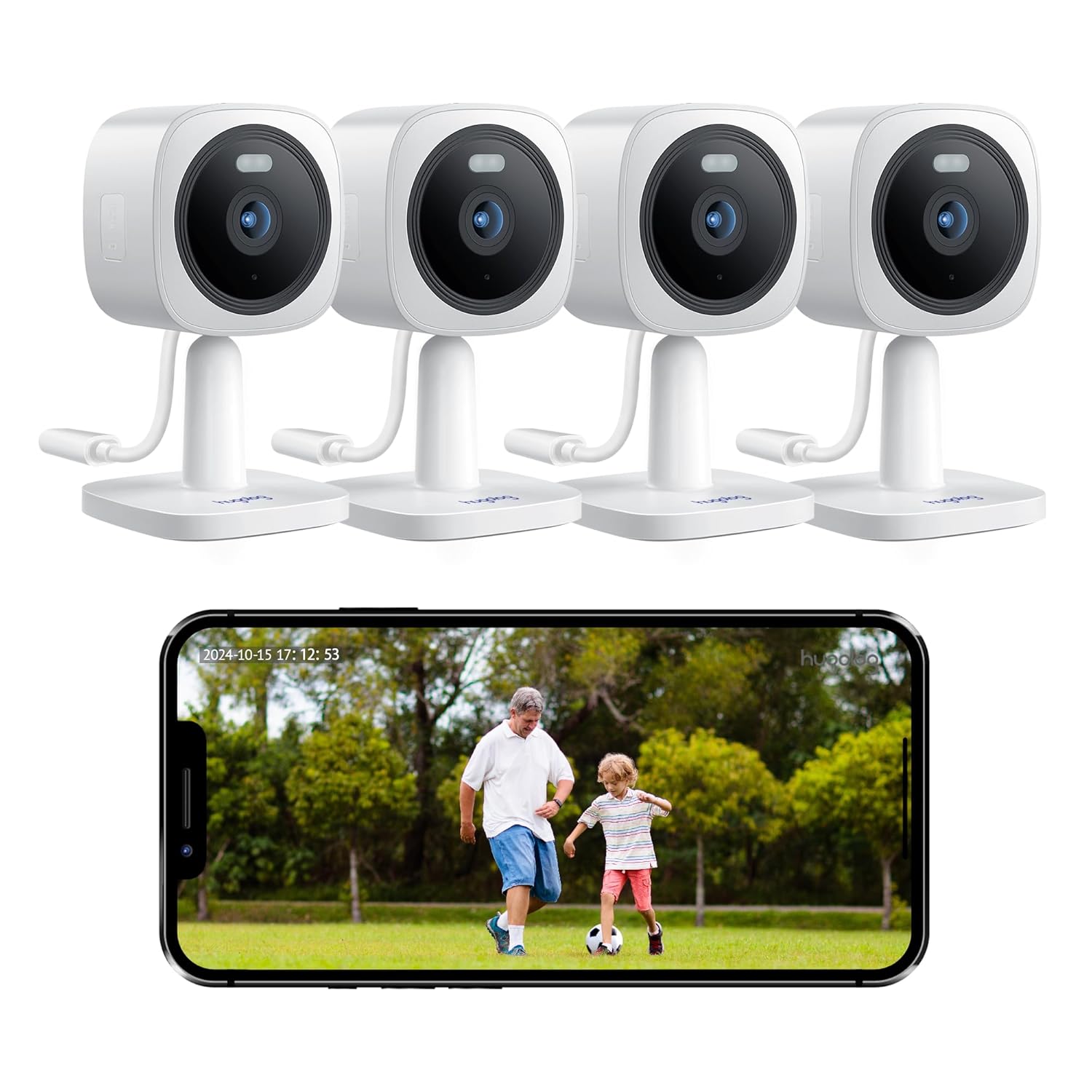 Hugolog 2K Indoor Outdoor Security Cameras for Home Security,Home Camera with Starlight Color Night Vision,Built-in Spotlight,Motion Detection,2-Way Talk,Cloud & Local Storage,Works with Alexa(4 Pack) - Image 2