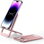 JSAUX Universal Mobile Stand for Desk, Foldable Aluminum Adjustable Phone Stand for Desk Smart Gadgets, Mobile Holder for Home Compatible for iPhone 16/15/14 Pro Max, Galaxy S25/S24/S23, Pink - Image 2