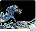 Japanese Sea Wave Mouse Pad, Square Mouse Mat Waterproof Non-Slip Rubber Base MousePads - Image 2