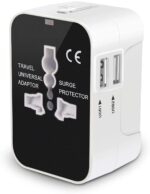 Jay eletronics High Speed 25W Dual USB Universal Travel Adapter International All in One Worldwide Multi Plug Adapter Cable & Wall Charger with Build in Dual USB Charger for USA EU UK AUS(White) - Image 2