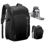 K&F Concept Camera Bag, Stylish, Camera Backpack, 2 Air Chambers, 6.5 gal (20 L), Large Capacity, Rain Cover Included, Photography Bag, Waterproof, Holds SLR/DSLR Cameras, Lenses, 16-inch PCs, Tripods - Image 2