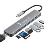 KINGSTER® 7-in-1 USB-C Hub Docking Station with 4K HDMI, 100W PD, 5Gbps USB 3.0, Dual USB 2.0, SD/TF Card Reader – Slim Type-C Adapter for MacBook, iPad, Windows Laptops – Silver - Image 2