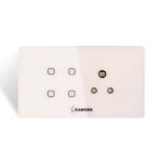 Kamonk 4 Module Custom Plate: (4 Gang x 1 unit) + (Socket x 1 unit) | Compatible with Alexa, Google Assist., Siri Shortcuts - Image 2