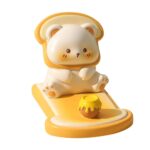 Kawaii Phone Stand – Cute Desk Ornament Universal Holder for All Smartphones & Tablets – Adorable Desktop Cat, Dog, Bear, Panda Figurine for Office, Home, Gift (Bread Bear) - Image 2