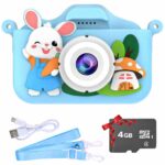 Kids Digital Camera for Boys & Girls 3-9 Years, 1080P HD Video Camcorder with Selfie, Games & Photo Frames, 2.0 Inch Screen, Rechargeable Battery, 4GB SD Card Birthday Gift (Blue) - Image 2