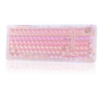 KiiBoom Phantom 98 Crystal Mechanical Gaming Keyboard, Transparent Keyboard with RGB Backlits, Hot-Swappable, Shine Through Clear Keycaps, 3 Modes Wireless, 8000mAh Battery, NKRO for Win/Mac (Pink) - Image 2