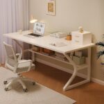 Klaxon Wood & Metal Finish Study Table | 1 Year Warranty Study Table for Students/Adults, Computer Table, Office Table (Arko White, DIY Installation) - Image 2