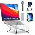 LOCKET Adjustable Laptop Stand for Desk Portable Foldable Laptop Riser Aluminum Computer Stand for Laptop Tablet Smartphone Lightweight Ergonomic Notebook Holder for Office Home Travel - Image 2