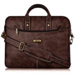 LOREM Brown Faux Leather 10L Laptop Messenger Bag for Men & Women BG37-UFBG - Image 2