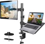 Laptop Desk Arm with Clamp and Grommet, Swivel and Tilt Function (Dual Arm with Monitor & Laptop) - Image 2