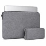 Laptop Sleeve Case with Accessory Pouch, Protective Laptop Bag with Water-Resistant Fabric & Shockproof Padding, Slim Portable Notebook Sleeve for Travel Office College (Grey) - Image 2