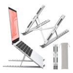 Laptop Stand for Desk, Aluminum Metal MacBook Stand，Computer Riser for Desk, Portable Foldable Adjustable Notebook Holder, Compatible with 10-15.6 Inch Laptops, iPad, Silver. - Image 2