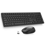 LeadsaiL Wireless Keyboard and Mouse Combo, Full-Sized Ergonomic Computer Keyboard, 2.4GHz Cordless Keyboard Silent Mouse Set with 2-in-1 USB Receiver, 12 FN Shortcuts for Windows Laptop, PC/Mac-Black - Image 2
