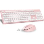 LeadsaiL Wireless Keyboard and Mouse Combo, Full-Sized Ergonomic Computer Keyboard, 2.4GHz Cordless Keyboard Silent Mouse Set with 2-in-1 USB Receiver, 12 FN Shortcuts for Windows Laptop, PC/Mac-Pink - Image 2