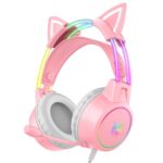 Lightweight Gaming Headset with Detachable Cat Ears, RGB Lighting, Wired Over Ear Headphones with Mic for PC, PS4, PS5, Switch, Stereo Surround Sound, Self-Adjusting Headband - Image 2