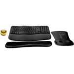 Logitech MK670 Comfort Wave Wireless Keyboard & Mouse Combo Home Office Active Lifestyle Modern Bundle with Mini Mirror Portable Wireless Bluetooth Speaker, Gel Wrist Pad & Gel Mouse Pad - Image 2