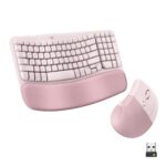 Logitech Wave Keys & Lift Vertical Mouse - Ergonomic Wireless Keyboard and Mouse Combo - with Cushioned Palm Rest, Easy-Switch, Bluetooth, for Multi-OS, Windows/Mac - Rose - Image 2