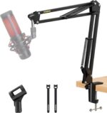 MAONO Boom Arm Microphone Stand: Adjustable Metal Suspension Mic Boom Arm for Podcast Gaming Streaming Recording,with Desk Clamp and 3/8" to 5/8" Screw Adapter-Max Load 1KG AU-B01 Black - Image 2