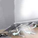 Metal Portable Laptop Stand with 7 Adjustable Angles, Foldable Ergonomic Laptop Riser for Desk, Compatible with MacBook HP Dell Lenovo for Office Work from Home (1 Pc) - Image 2