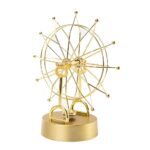 Mini Ferris Wheel Revolving Gadget Enchanted Desk Ornament Stress Relief Toys Perpetual Motioning Kinetic Sculpture Accessories Tabletop Decoration Home, Bedroom, Office (Gold, 1-Pcs) - Image 2