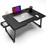 Mini Laptop Table for Bed Foldable Wooden Smart Study Table with Drawer Kids & Adults (PS COTTING Wood) - Image 2