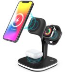 Mobile Phone Wireless Charger, Watch Headphones, Mobile Phone Charging Stand, Desktop Wireless Charging, Fast Charging - Magnetic Charging Station 5 in 1 with LED Light Faster 15w - Image 2