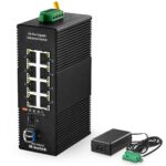 MokerLink 8 Port Industrial Gigabit Ethernet Switch, 2 SFP Ports with 1 LC Module 20KM, Unmanaged IP40 Network Switch (-40 to 185°F), with Power Supply - Image 2
