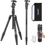NEEWER Carbon Fiber Camera Tripod Monopod, 65" Lightweight Compact Portable Travel DSLR Video Stand, 360° Ball Head, Anti Slip QR Plate, Inverted Central Axis, Reversible Legs, Max Load 13.2 lbs, TP39 - Image 2