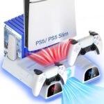 New World For PS5 Pro, PS5 Slim,PS5 fat Cooling Station Stand with Controller Charging Station for PS5 Digital & Disc Edition Console, For All PS5 & PS5 Slim Accessories with 3 Level Cooler Fan - Image 2