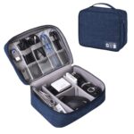 Nylon 2 Layer Gadget Organizer Case, Electronic Accessories Bag, Tech Organizer Pouch for Cables, Chargers, Hard Disk, Pen Drive, Travel Storage (Navy Blue) - Image 2