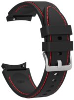 OBOE 20mm Silicone Smart Watch Replacement Strap Threadline Band Compatible with Samsung Galaxy Watch 5 / Watch 5 Pro SmartWatch (B-Black-Red) - Image 2