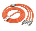 ONE43 120W Fast Charging Cable, 3 in 1 Charging Data Cable, Portable Charger USB Type-C & USB Port for All Phones, Fast Charger Type c Retractable USB Cable (Multi) - Image 2