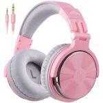 OneOdio Over Ear Headphone, Wired Bass Headsets with 50mm Driver, Foldable Lightweight Headphones with Shareport and Mic for Recording Monitoring Mixing Podcast Guitar PC TV (Light Pink) - Image 2