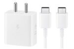 Original Charger 45w for Samsung Galaxy A26 5G, A36 5G, A37 5G, A56 5G, M36 5G, F36 5G, Z Fold 7 FE USB-C Power Delivery Super Fast Charging Wall Charger with Type-C Cable (White) - Image 2