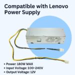 POWERASH 180W Power Supply Adapter for Lenovo ThinkCentre & IdeaPad Desktop PC | 100-240V Input, 12V Output PSU Replacement | Stable Power Supply for Home, Office & Business Computers - Image 2