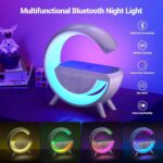 Plastic G-Shape LED Lamp with Wireless Charger & Bluetooth Speaker | 3-in-1 RGB Table Lamp with Fast Charging, Music Speaker & Mood Light for Home, Bedroom, Gaming Room & Office Décor - Image 2