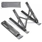 Portable Aluminum Alloy Laptop Stand, 7-Level Adjustable, Foldable, Ergonomic, Suitable for Laptops up to 18 Inches, Grey Metal - Image 2