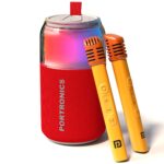 Portronics 10W Talk Six Can-Shaped Portable Bluetooth Speaker with Dual Wireless Karaoke Mic, Upto 4 Hours Playtime, 360° Degree RGB LED Light, Bluetooth V5.3, USB-A in Port, Type C Charging(Red) - Image 2