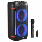 Portronics Iron Beats IV 250W Party Speaker with Dual 6" Subwoofer, Upto 4 Hours Playtime, RGB LED Lights, Wireless Karaoke Mic, Treble/Bass Adjustment, Echo Control, Remote Control(Black) - Image 2