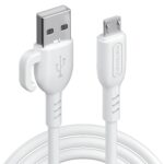 Portronics Konnect Core 3 USB-A to Micro Fast Charging Cable for Smartphones,Tablets, Speakers, Laptops & Other Micro USB Devices,Inbuilt Cable Management Hook,3.0A Max Output,Fast Data Sync(White) - Image 2